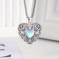 wholesale 925 Sterling Silver Moonstone Photo Holder Heart Pendant with Chain & 3 Photos-0-5