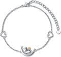 wholesale 925 Sterling Silver Heart & Moon Charm Anklet with Cat Design - Adjustable Gift for Women and Girls-0-0