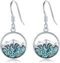 wholesale 925 Sterling Silver Turquoise Stone Mountain Dangle Earrings for Women Natural Gemstone Drop -0-0