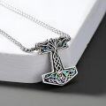 wholesale 925 Sterling Silver Tree of Life Pendant with Abalone Shell Inlay Norse Thors Hammer Mjolnir Necklace for Men & Women-0-1