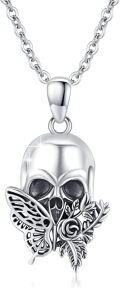 wholesale 925 Sterling Silver Butterfly & Flower Design Pirate Skull Pendant Gothic Necklace for Women and Men-0-0