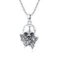 wholesale 925 Sterling Silver Butterfly & Flower Design Pirate Skull Pendant Gothic Necklace for Women and Men-0-0