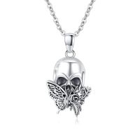 wholesale 925 Sterling Silver Butterfly & Flower Design Pirate Skull Pendant Gothic Necklace for Women and Men-Skull Rose Necklace