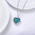 wholesale 925 Sterling Silver Turquoise Heart Shaped Pendant Necklace for Women-0-4