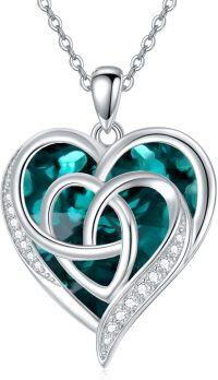 wholesale TOUPOP Birthstone Celtic Knot Necklace For Women Heart Crystal Necklace For Wife I Love You Necklace For Women Heart Jewellery For Women Sister Wife Mom Girlfriend Mothers Day Gift Wedding Gift -undefined