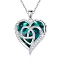 TOUPOP Sterling Silver Crystal Birthstone Celtic Knot Heart Necklace-0-0