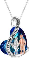 wholesale 925 Sterling Silver Blue Crystal Heart Pendant Necklace Gift for Sisters and Besties-0-0