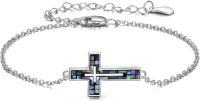 wholesale 925 Sterling Silver Abalone Shell Cross Bracelet - Hypoallergenic Unique Gift for Women-Abalone Shell
