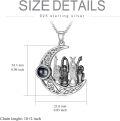 wholesale 925 Sterling Silver Moon & Crystals Family Pendant Necklaces Gifts for Women Girls Mother's Day Jewelry-0-3