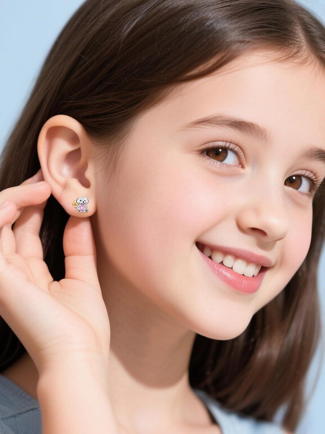 wholesale 925 Sterling Silver Hypoallergenic Dog Stud Earrings with Heart Crystal and Bone for Women Gifts-0-3