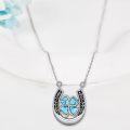 wholesale 925 Sterling Silver Turquoise and Moonstone Horseshoe Clover Star Pendant Necklace-0-4