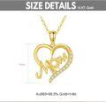 wholesale 14K Gold Mom Heart Pendant Necklace with Cubic Zirconia - Mother's Day Gift for Mom/Wife/Friend/Her-0-2