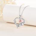 wholesale 925 Sterling Silver Heart-Shaped Fox Pendant Necklace with Cubic Zirconia Stones for Women and Girls-0-2