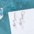 wholesale 925 Sterling Silver Snake Pearl Drop Dangle Leverback Earrings  for Women Girls-0-2