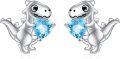 wholesale 925 Sterling Silver Blue Heart Crystal Dinosaur Stud Earrings for Women-0-0