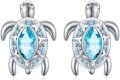 wholesale 925 Sterling Silver Blue Topaz Sea Turtle Stud Earrings-0-0
