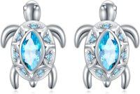 wholesale 925 Sterling Silver Blue Topaz Sea Turtle Stud Earrings-08_Turtle
