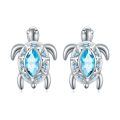 wholesale 925 Sterling Silver Blue Topaz Sea Turtle Stud Earrings-0-0