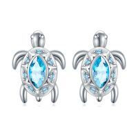 wholesale 925 Sterling Silver Blue Topaz Sea Turtle Stud Earrings-08_Turtle