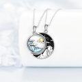 wholesale 925 Sterling Silver Couples BFF Necklaces with Yin-Yang Sun-Moon Mountain-Wave Pendants-0-2
