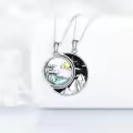 wholesale 925 Sterling Silver Couples BFF Necklaces Wholesale with Yin-Yang Sun-Moon Mountain-Wave Pendants-0-2