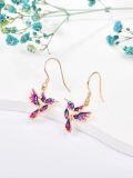 wholesale 925 Sterling Silver Purple & Blue Enamel Hummingbird Dangle Drop Earrings for Women-0-7