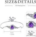 wholesale 925 Sterling Silver Round Purple Amethyst Zircon Vintage Rose Birthstone Bracelet for Women-0-1