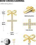 wholesale Gold 925 Sterling Silver Bow and Cross Stud Earrings for Women - Faith  Ideas-0-2