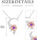 wholesale 925 Sterling Silver Rose and Moon Pendant with Purple Stone Necklaces for Women-0-2
