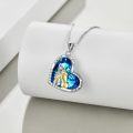 wholesale 925 Sterling Silver Blue Crystal Heart Pendant Necklace for Women - Always My Sister Forever My Friend-0-3