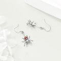wholesale 925 Sterling Silver Gothic Halloween Red Eyes Spider Drop Earrings for Women Girls Gift Jewelry 4cm Long-0-3