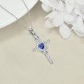 wholesale 925 Sterling Silver Birthstone Cross Pendant Necklace for Women-0-2
