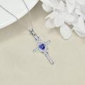 wholesale 925 Sterling Silver Birthstone Cross Pendant Necklace for Women-0-2
