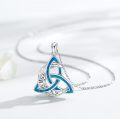 wholesale 925 Sterling Silver Blue Opal Triquetra Pendant Necklaces for Women and Men-0-2