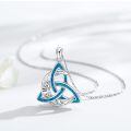 wholesale 925 Sterling Silver Blue Opal Triquetra Pendant Necklaces for Women and Men-0-2