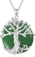 wholesale 14K Gold Sterling Silver Jade Tree of Life Necklace for Women-0-82