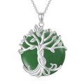 wholesale 925 Sterling Silver Tree Of Life Pendant Necklace Wholesale With Green Gemstone-0-82