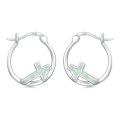 wholesale 925 Sterling Silver White Opal Cross Hoop Earrings White Gold Plated-0-0