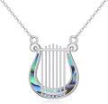 wholesale 925 Sterling Silver Abalone Shell Harp Guitar Lyre Pick Necklace Treble Clef Pendant Musical Instrument s for Him Her-0-0