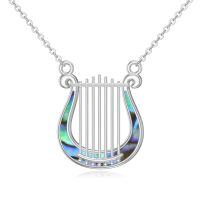 wholesale 925 Sterling Silver Lyre Necklace Wholesale With Mother Of Pearl-Lyre Pendant Necklace