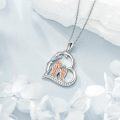 wholesale 925 Sterling Silver Heart-Shaped Pendant with Two Girls Holding Hands and Flowers - Perfect Mother's Day or Birthday Gift for Mom & Grandma-0-2