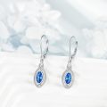 wholesale 925 Sterling Silver Marquise Cut Blue Topaz Drop Earrings-0-2