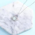 wholesale 925 Sterling Silver Opal & Zircon Lotus Necklace, 18+2 Chain, Elegant Gift for Women-0-5