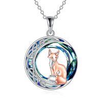 wholesale 925 Sterling Silver 925 Blue Crystal Fox Pendant Necklace Celtic Style-crystal fox