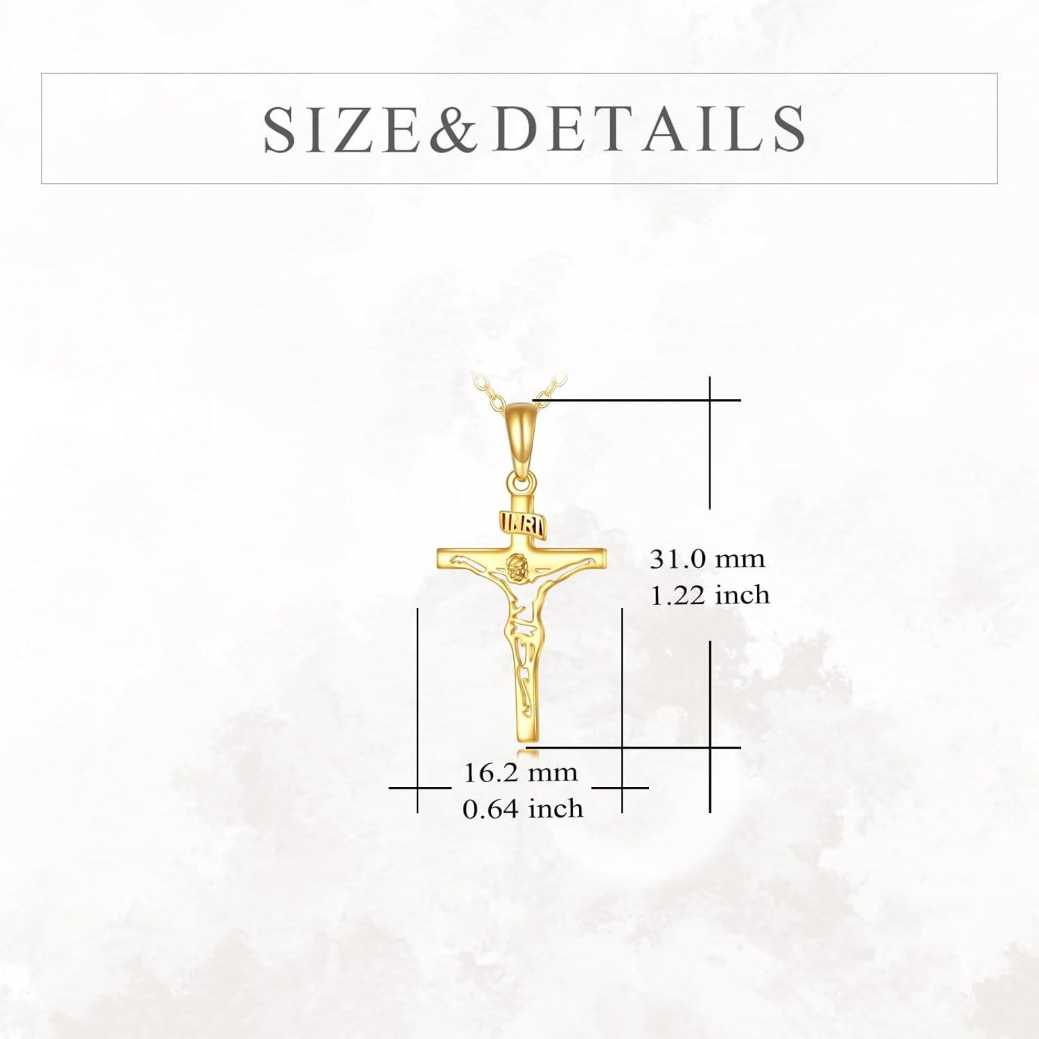 18K Gold Crucifix Pendant Necklace Christian s for Men & Women-0-3