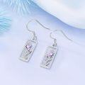 wholesale 925 Sterling Silver Rectangle Tulips Floral Drop Earrings Gift for Her-0-3