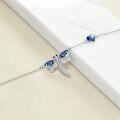 wholesale 925 Sterling Silver Blue Crystal Dragonfly Charm Bracelet for Women Girls  7 Adjustable Chain Length-0-1