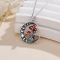 wholesale 925 Sterling Silver & Red Resin Moon Phase Magical Mushroom Necklace for Women-0-1
