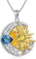 wholesale Sterling Silver Celtic Moon Sun Star Necklace for Women Girls-0-32