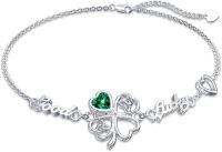 wholesale 925 Sterling Silver Clover Heart Good Lucky Charm Bracelet-Clover-Celtic 7"-9"
